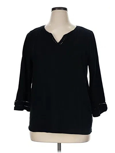 Pre-owned Karen Scott 3/4 Sleeve Blouse In Black