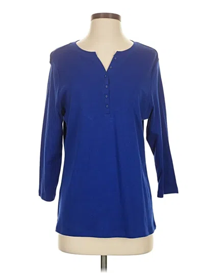 Pre-owned Karen Scott 3/4 Sleeve Blouse In Blue