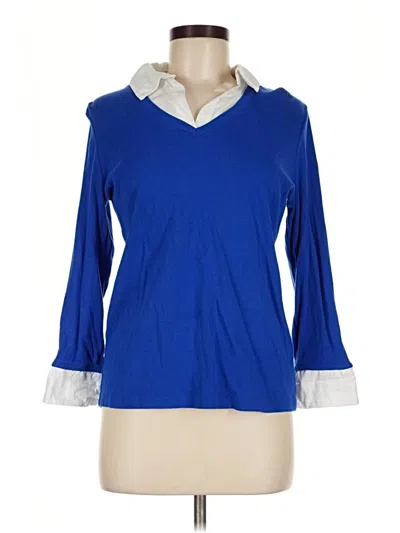Pre-owned Karen Scott 3/4 Sleeve Blouse In Blue