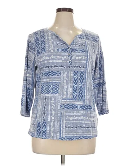 Pre-owned Karen Scott 3/4 Sleeve Blouse In Blue