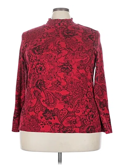 Pre-owned Karen Scott 3/4 Sleeve Blouse In Burgundy