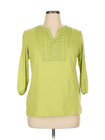 Pre-owned Karen Scott 3/4 Sleeve Blouse In Green