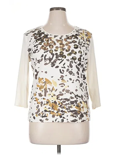 Pre-owned Karen Scott 3/4 Sleeve Blouse In Ivory