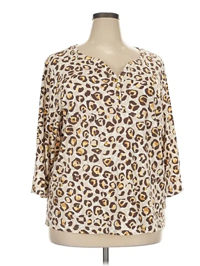 Pre-owned Karen Scott 3/4 Sleeve Blouse In Ivory