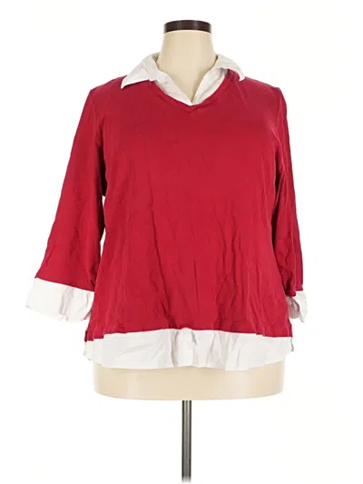 Pre-owned Karen Scott 3/4 Sleeve Blouse In Red