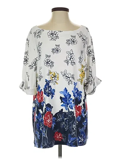 Pre-owned Karen Scott 3/4 Sleeve Blouse In Silver