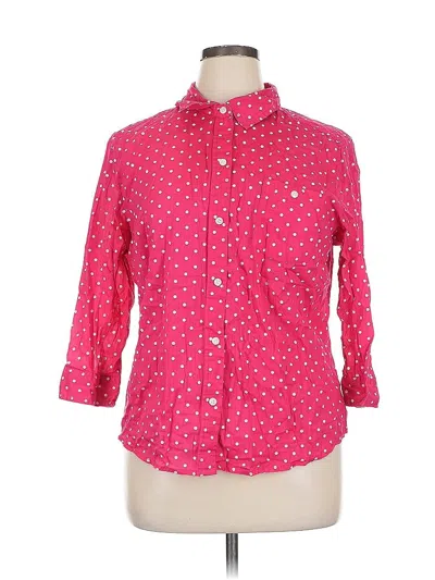 Pre-owned Karen Scott 3/4 Sleeve Button Down Shirt In Pink