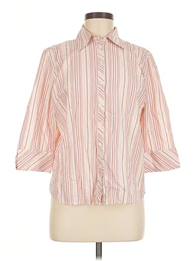 Pre-owned Karen Scott 3/4 Sleeve Button Down Shirt In Pink