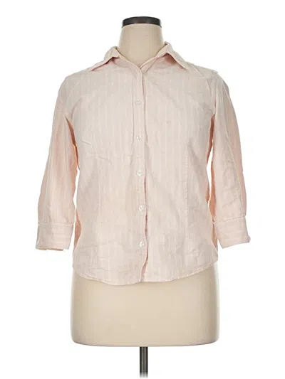 Pre-owned Karen Scott 3/4 Sleeve Button Down Shirt In Pink