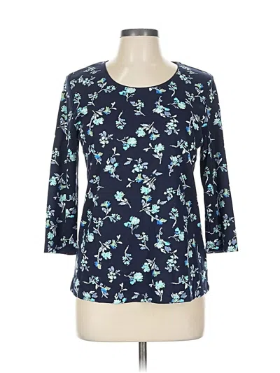 Pre-owned Karen Scott 3/4 Sleeve T-shirt In Blue