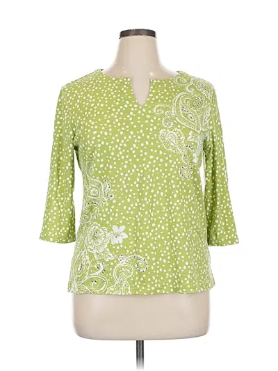 Pre-owned Karen Scott 3/4 Sleeve T-shirt In Green