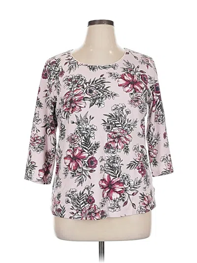 Pre-owned Karen Scott 3/4 Sleeve T-shirt In Pink