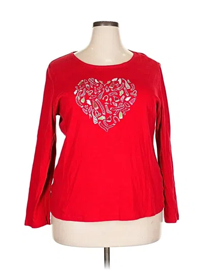 Pre-owned Karen Scott 3/4 Sleeve T-shirt In Red