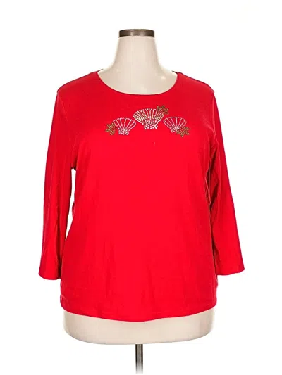 Pre-owned Karen Scott 3/4 Sleeve T-shirt In Red