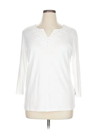 Pre-owned Karen Scott 3/4 Sleeve T-shirt In White