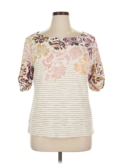 Pre-owned Karen Scott 3/4 Sleeve T-shirt In White