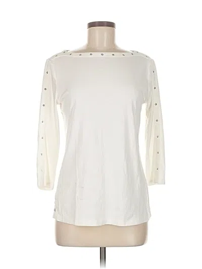 Pre-owned Karen Scott 3/4 Sleeve T-shirt In White