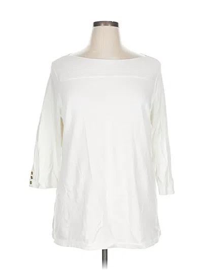 Pre-owned Karen Scott 3/4 Sleeve T-shirt In White