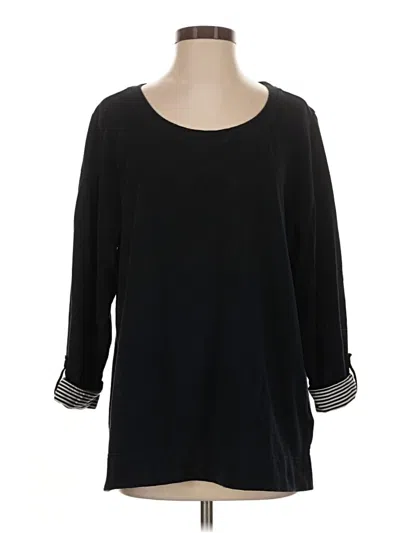 Pre-owned Karen Scott 3/4 Sleeve Top Black Boatneck Tops