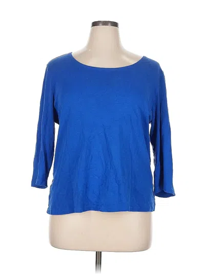 Pre-owned Karen Scott 3/4 Sleeve Top Blue Boatneck Tops
