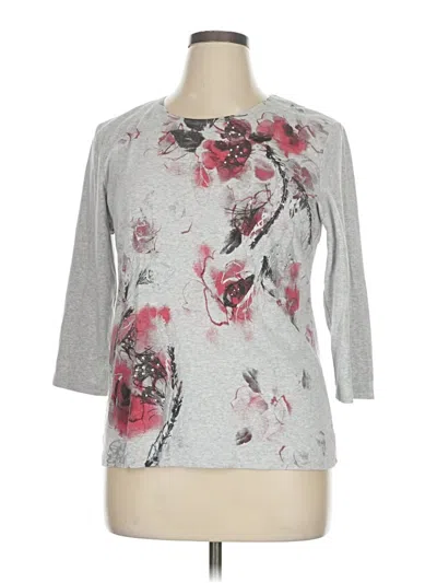 Pre-owned Karen Scott 3/4 Sleeve Top Gray Boatneck Tops
