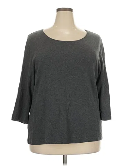 Pre-owned Karen Scott 3/4 Sleeve Top Gray Boatneck Tops