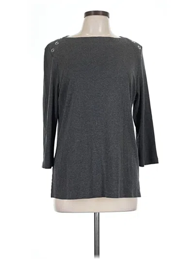 Pre-owned Karen Scott 3/4 Sleeve Top Gray Boatneck Tops