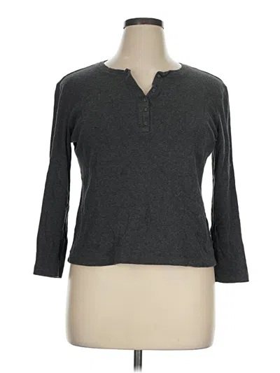 Pre-owned Karen Scott 3/4 Sleeve Top Gray Crew Neck Tops