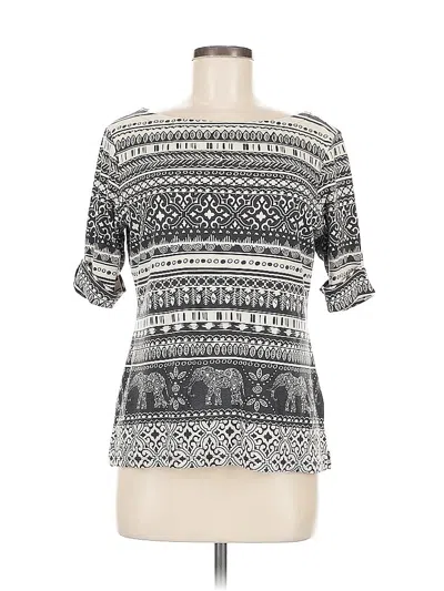 Pre-owned Karen Scott 3/4 Sleeve Top Gray Square Neckline Tops