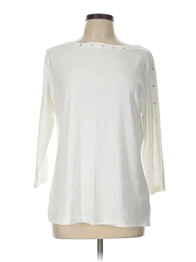Pre-owned Karen Scott 3/4 Sleeve Top Ivory Boatneck Tops