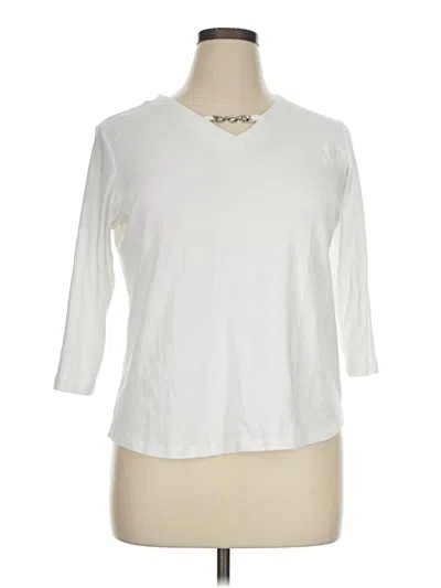 Pre-owned Karen Scott 3/4 Sleeve Top Ivory V-neck Tops
