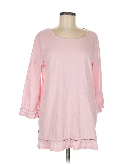 Pre-owned Karen Scott 3/4 Sleeve Top Pink Boatneck Tops