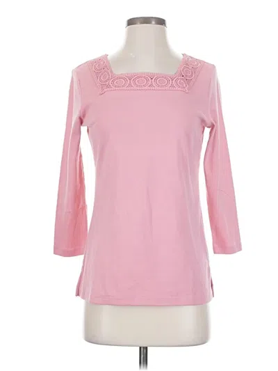 Pre-owned Karen Scott 3/4 Sleeve Top Pink Boatneck Tops