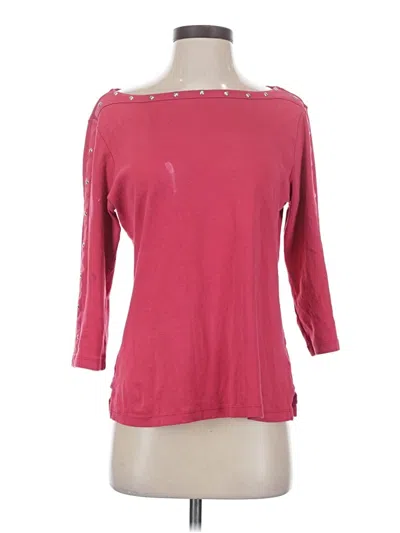 Pre-owned Karen Scott 3/4 Sleeve Top Pink Boatneck Tops