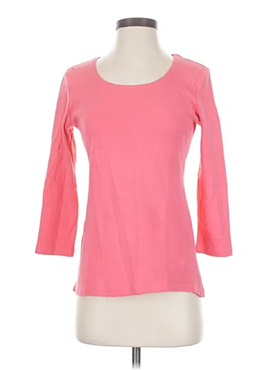 Pre-owned Karen Scott 3/4 Sleeve Top Pink Boatneck Tops