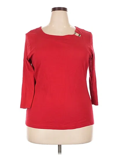 Pre-owned Karen Scott 3/4 Sleeve Top Red Boatneck Tops