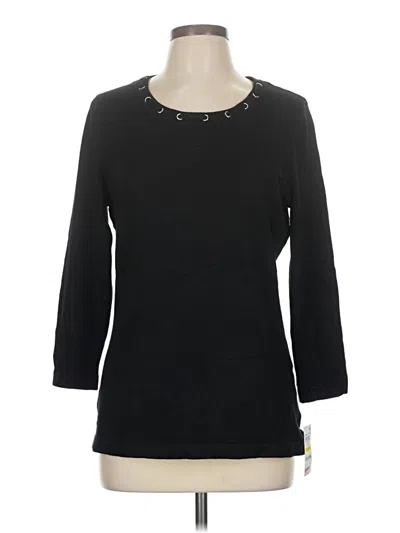 Pre-owned Karen Scott 3/4 Sleeve T-shirt In Black