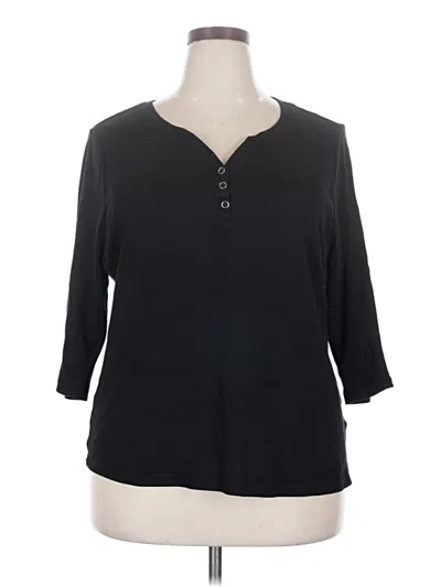 Pre-owned Karen Scott 3/4 Sleeve T-shirt In Black