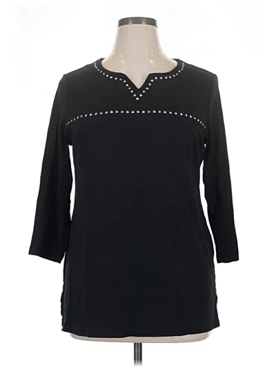 Pre-owned Karen Scott 3/4 Sleeve T-shirt In Black