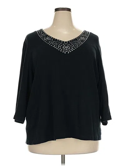 Pre-owned Karen Scott 3/4 Sleeve T-shirt In Black