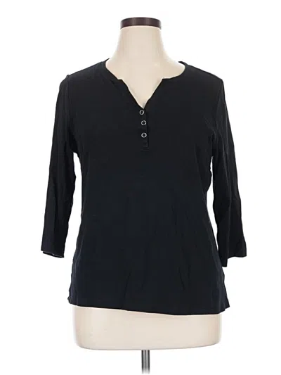Pre-owned Karen Scott 3/4 Sleeve T-shirt In Black