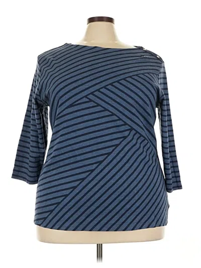 Pre-owned Karen Scott 3/4 Sleeve T-shirt In Blue