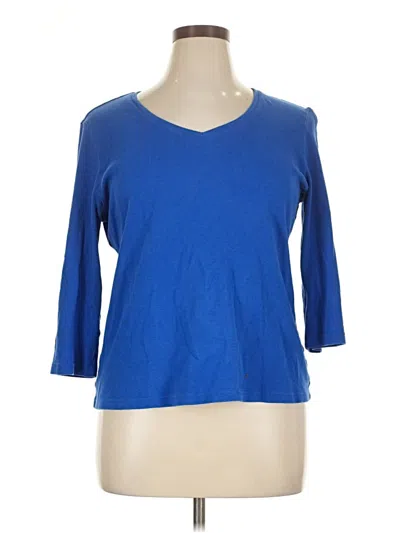 Pre-owned Karen Scott 3/4 Sleeve T-shirt In Blue