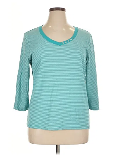 Pre-owned Karen Scott 3/4 Sleeve T-shirt In Blue
