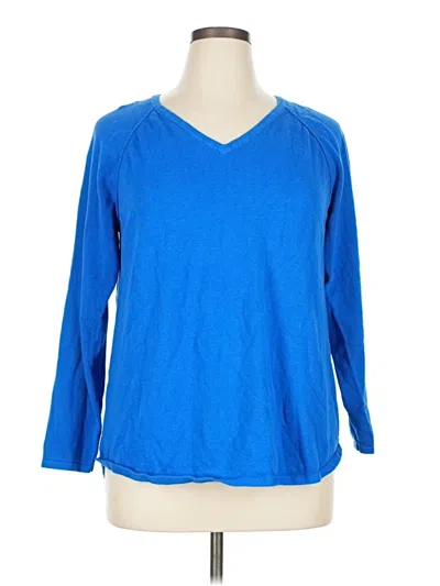 Pre-owned Karen Scott 3/4 Sleeve T-shirt In Blue