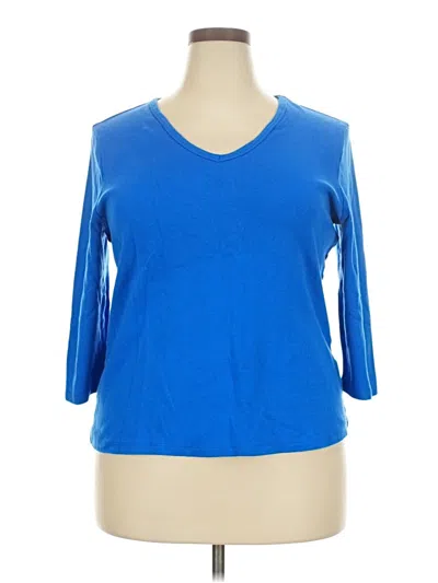 Pre-owned Karen Scott 3/4 Sleeve T-shirt In Blue