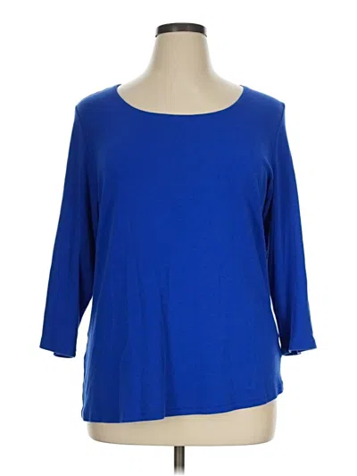 Pre-owned Karen Scott 3/4 Sleeve T-shirt In Blue