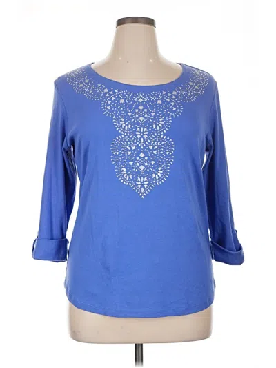 Pre-owned Karen Scott 3/4 Sleeve T-shirt In Blue