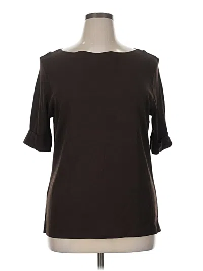 Pre-owned Karen Scott 3/4 Sleeve T-shirt In Brown