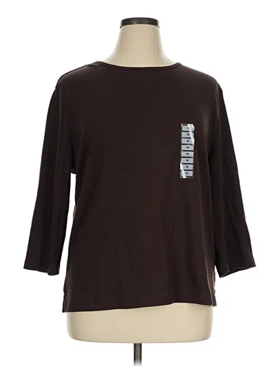 Pre-owned Karen Scott 3/4 Sleeve T-shirt In Brown
